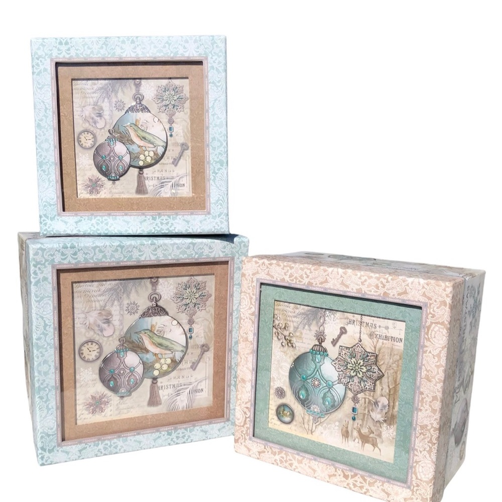 Punch Studio Victorian Ornaments Decorative 3D Nesting Shadow Boxes, 3 ct